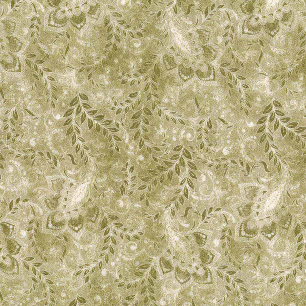 Moss Blooming Leaves 118" Wide Backing By The Yard Keepsake Quilting