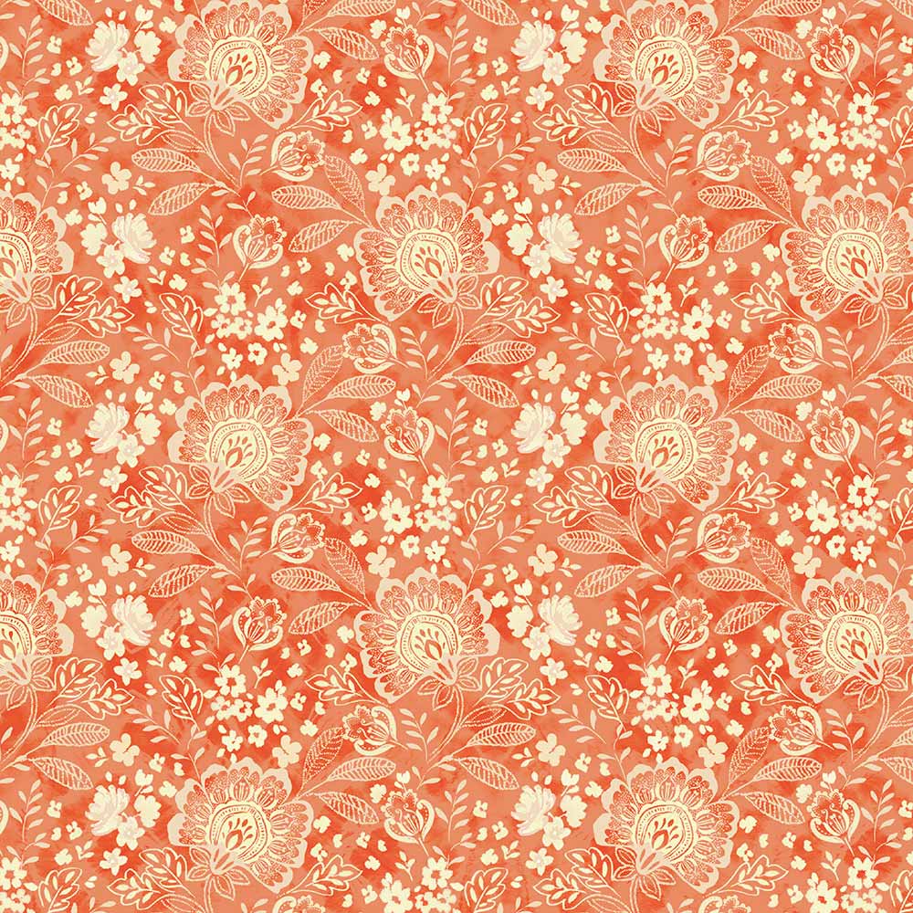 P&B Textiles Elizabeth Floral Citrus 108" Wide 3 Yard Back P