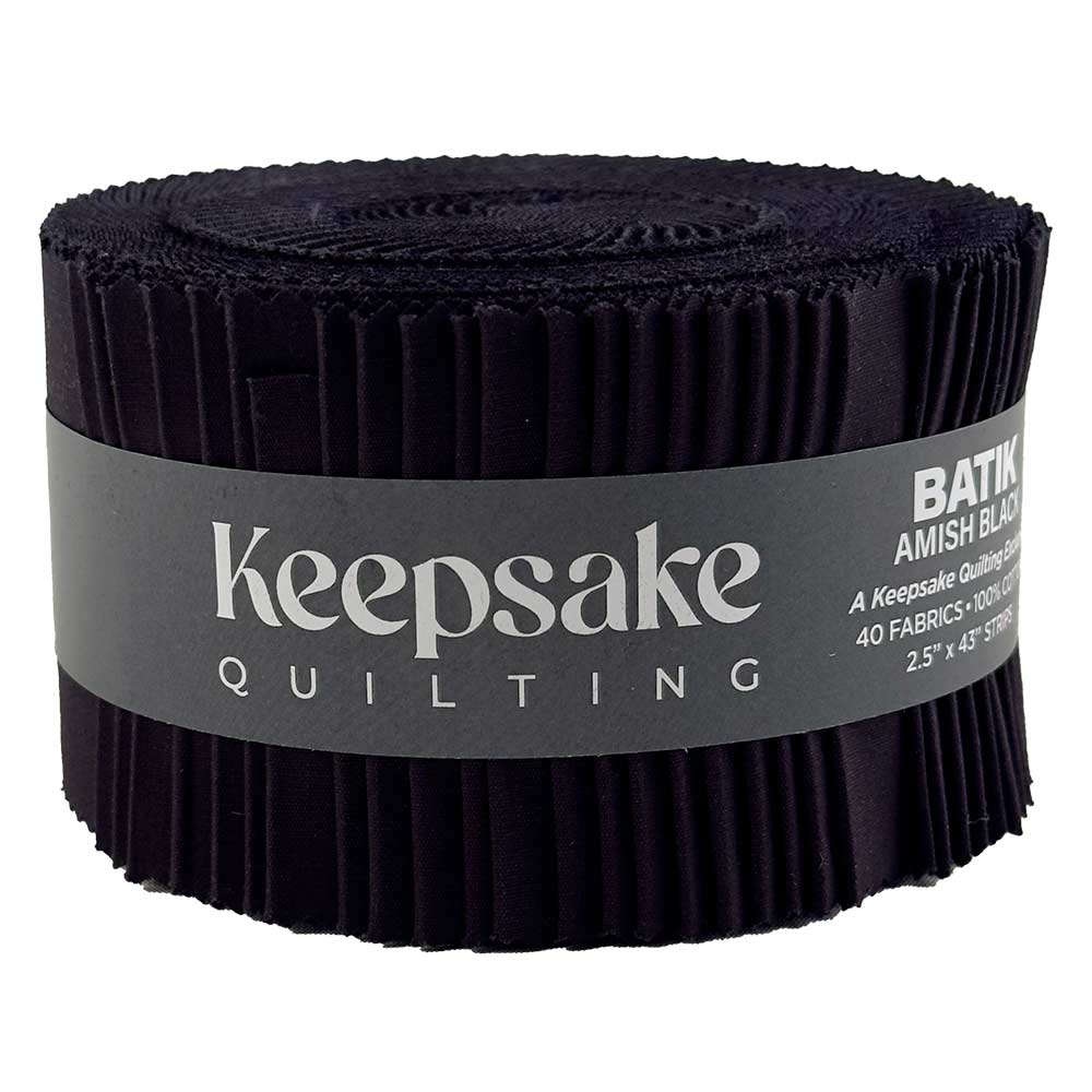 Keepsake Quilting Batik Amish Black 21/2" Strips 40 Pieces