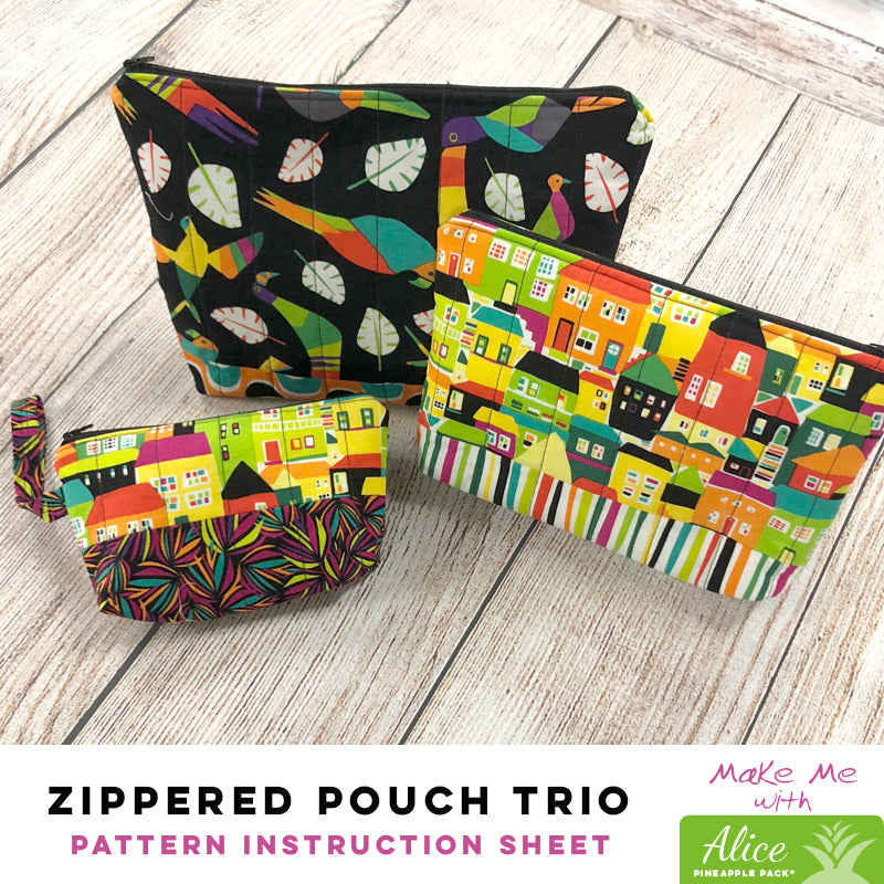Zippered Pouch Trio - Alice Pineapple Pack Pattern – Keepsake Quilting