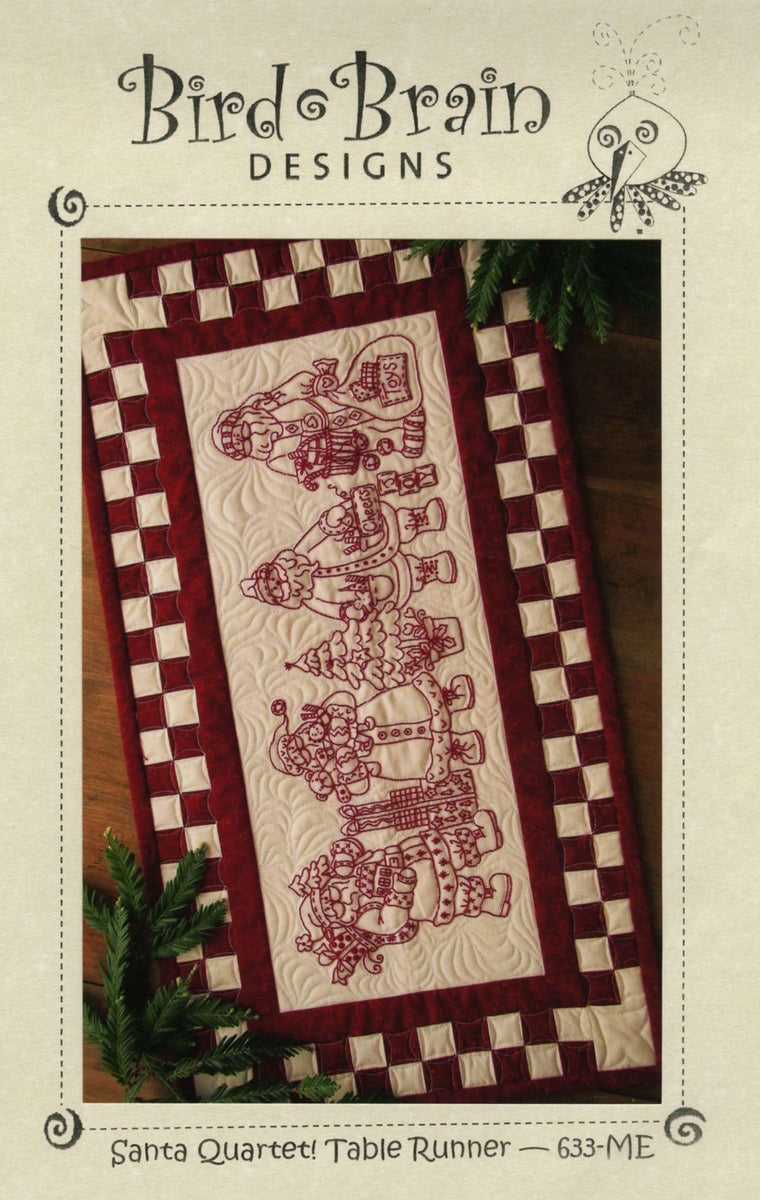 CD Santa Quartet! Table Runner Machine Embroidery by Robyn Kingsley