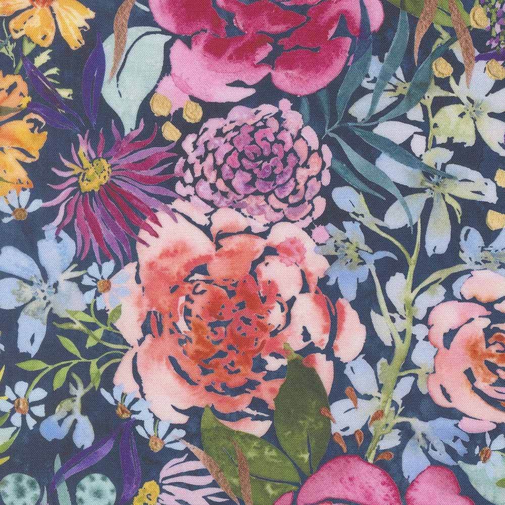 Moda Fabrics - Soulstice by Create Joy Project - Large Floral - Navy ...