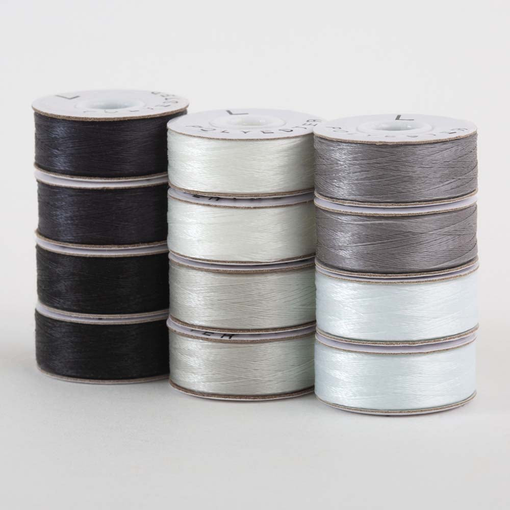 SuperBobs Polyester Bobbin 12pk L-Style Monochrome – Keepsake Quilting