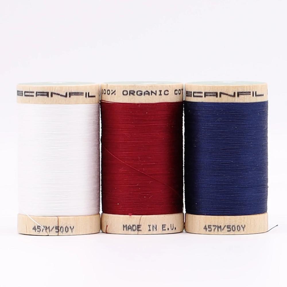 Scanfil Thread Scanfil Organic Cotton 50wt 3 Spool Thread Set Patriotic – Keepsake ...