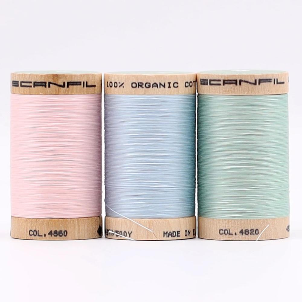 Scanfil Thread Scanfil Organic Cotton 50wt 3 Spool Thread Set Baby Pastels – Keepsake ...
