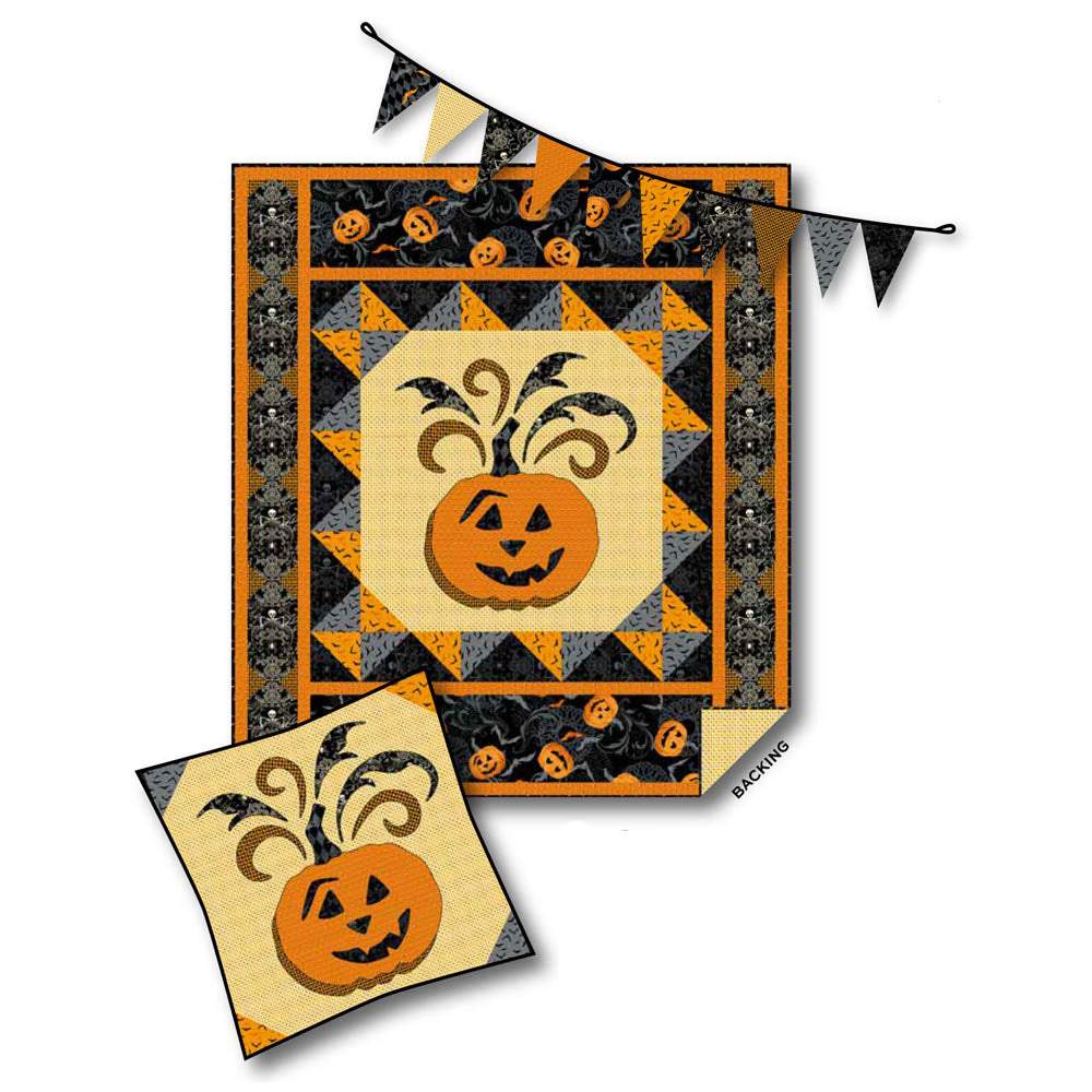 Andover Fabrics - Midnight Haunt Pumpkin Wallhanging & Pillow Pattern - FREE download