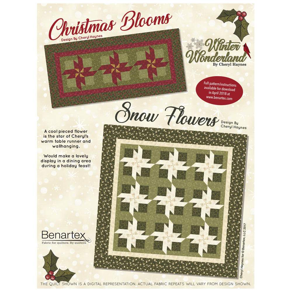 Benartex - Christmas Blooms Runner & Snow Flowers Table Topper pattern - FREE download