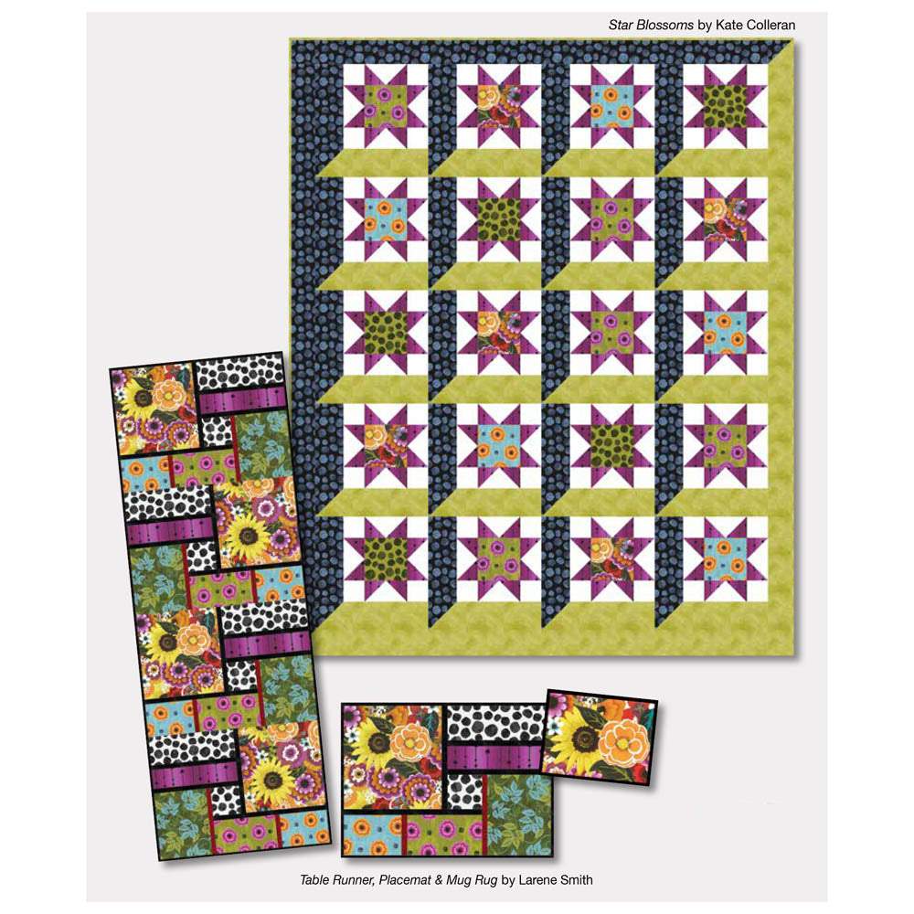 P&B Textiles - Star Blossoms Quilt, Tablerunner, Placemat & Mug - FREE download