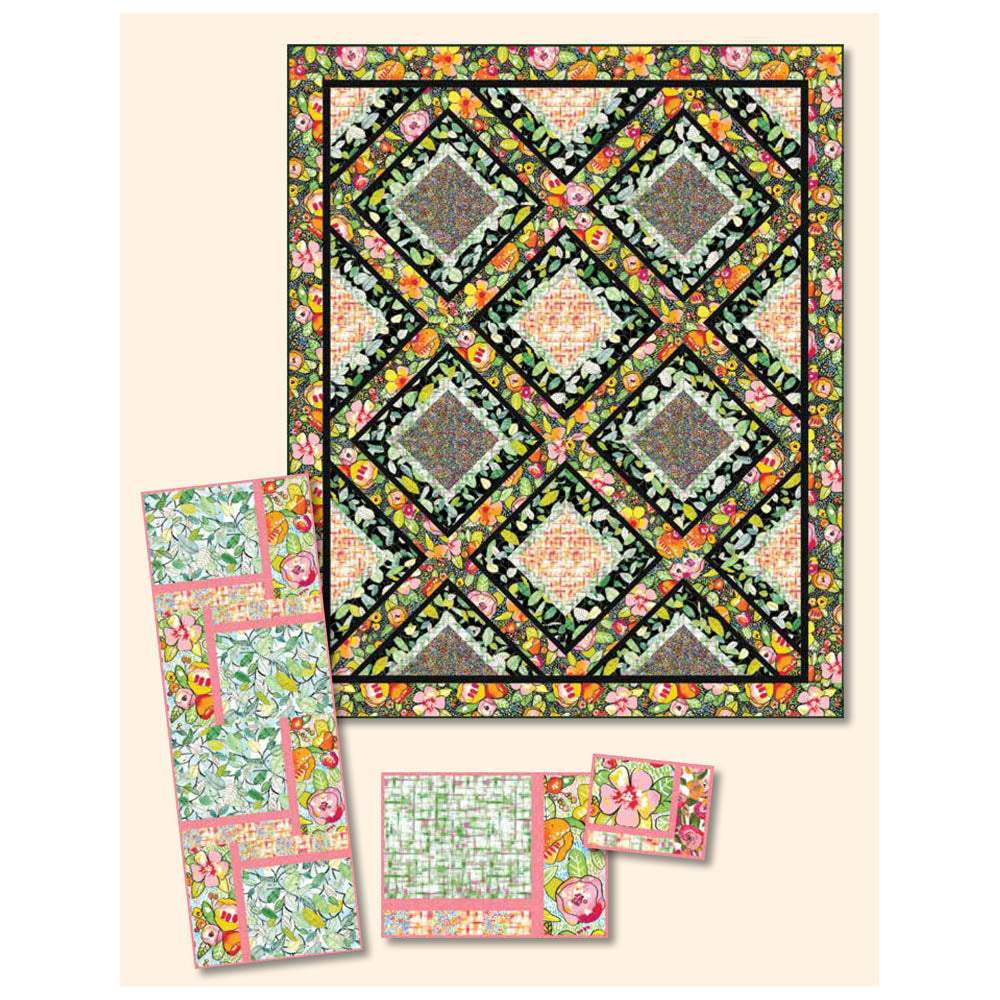 P&B Textiles - Fantasy Garden Quilt, Tablerunner, Placemat & Mug Rug pattern - FREE download