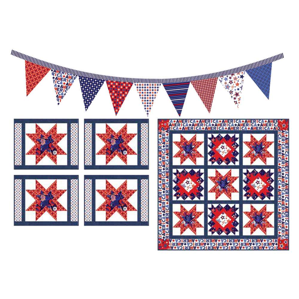 Studio-e - Red White and Starry Blue Table Set Pattern - FREE download