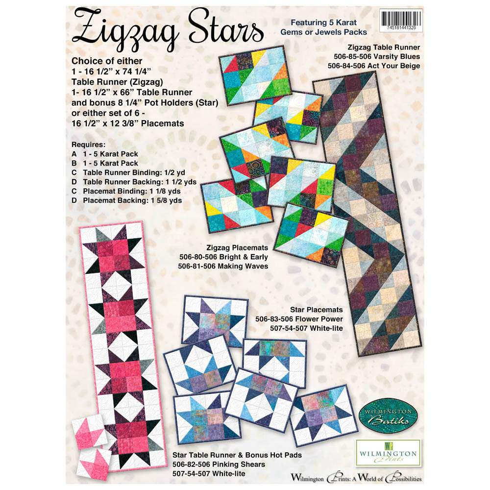 Wilmington Prints - Zigzag Stars Table Runner & Placemats pattern - FREE download