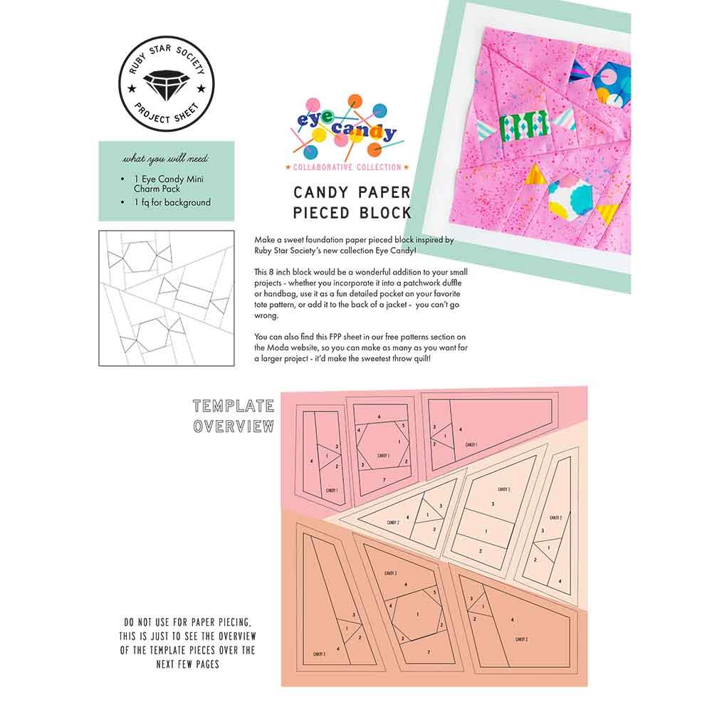 Ruby Star Society - Candy Paper Pieced Block - Eye Candy Collaborative Collection - FREE DOWNLOAD
