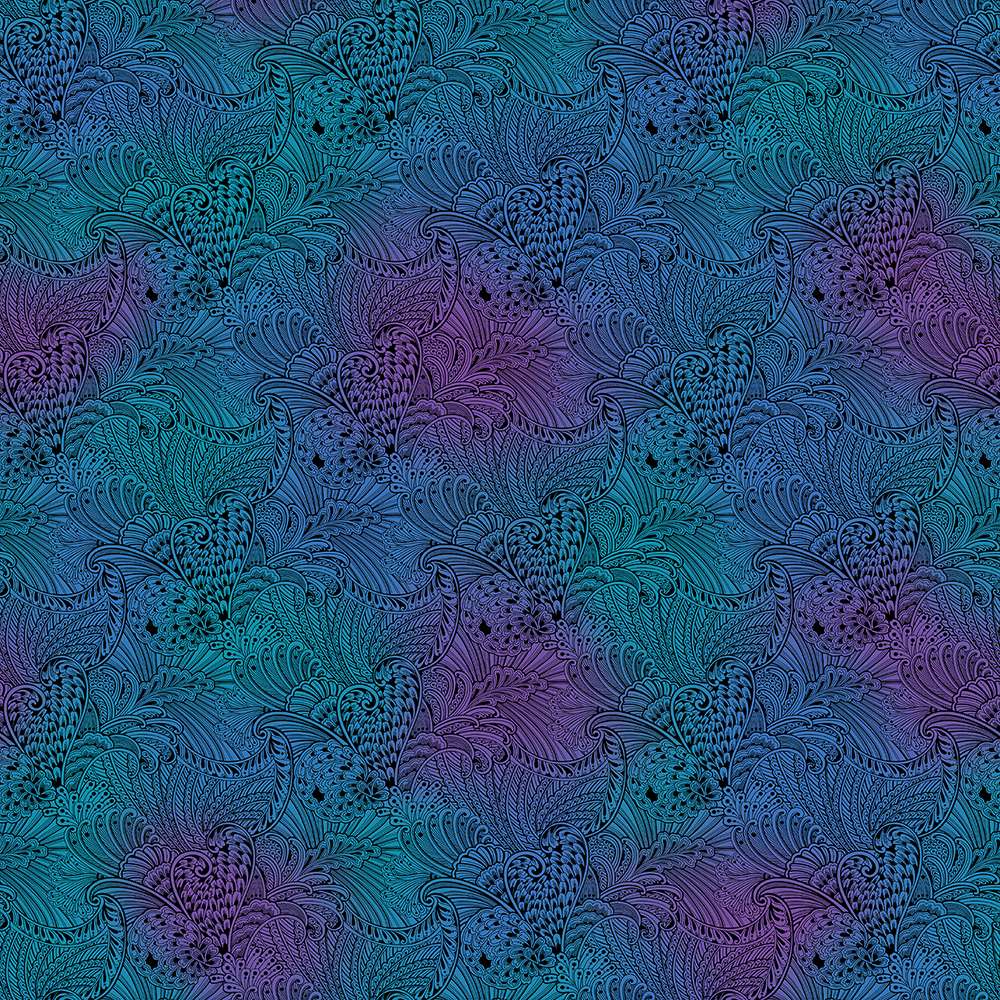 Multi Peacock Flourish 108"wide Fabric By The Yard Keepsake Quilting