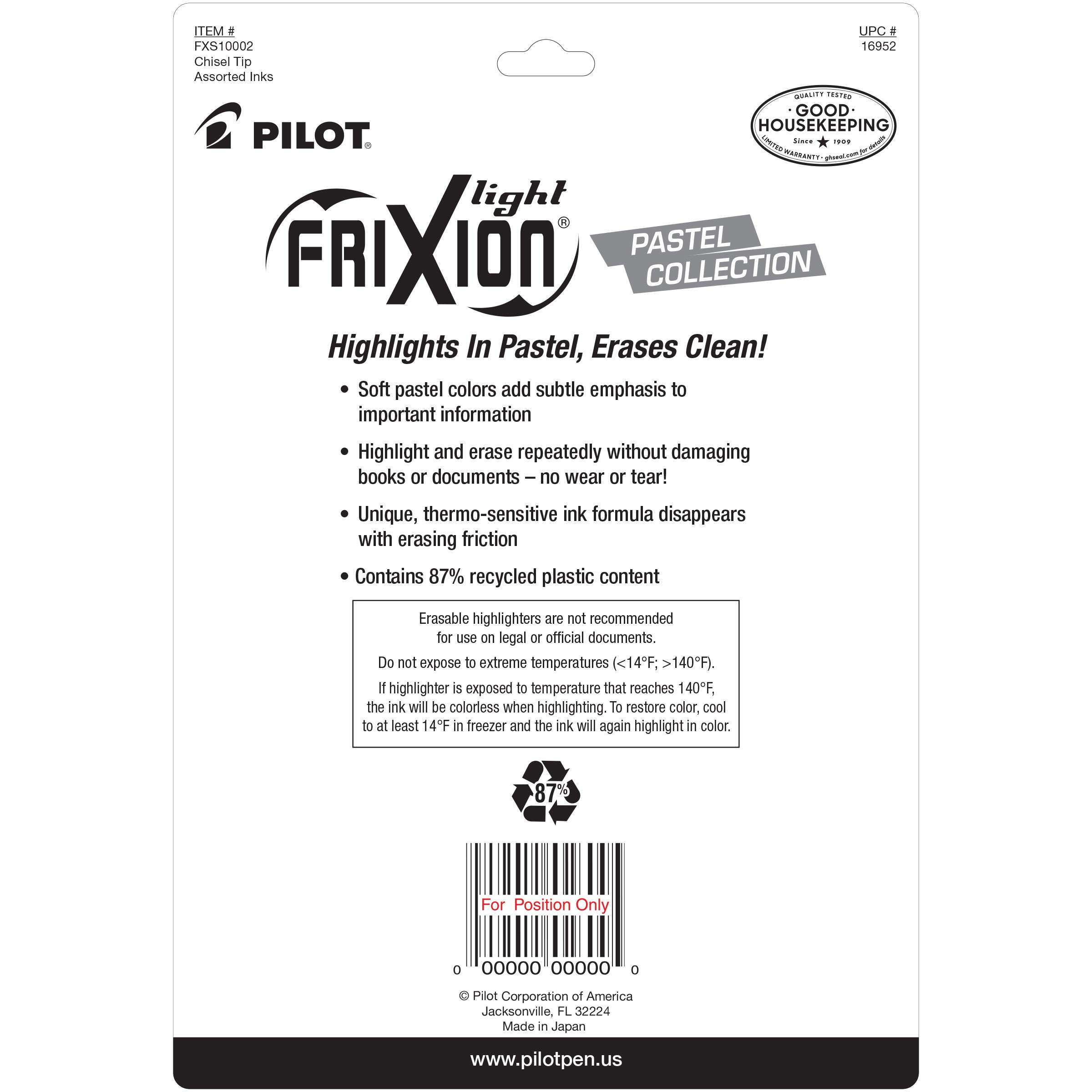 Pilot 10pk FriXion Light Pastel Erasable Highlighters Chisel Tip Assorted  Inks