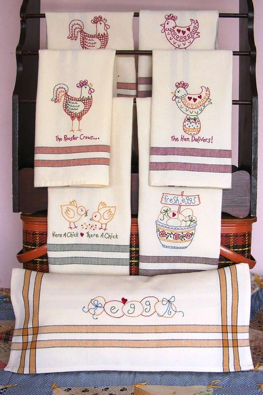 Tea Towel Embroidery Project - Embroidered Dishtowels