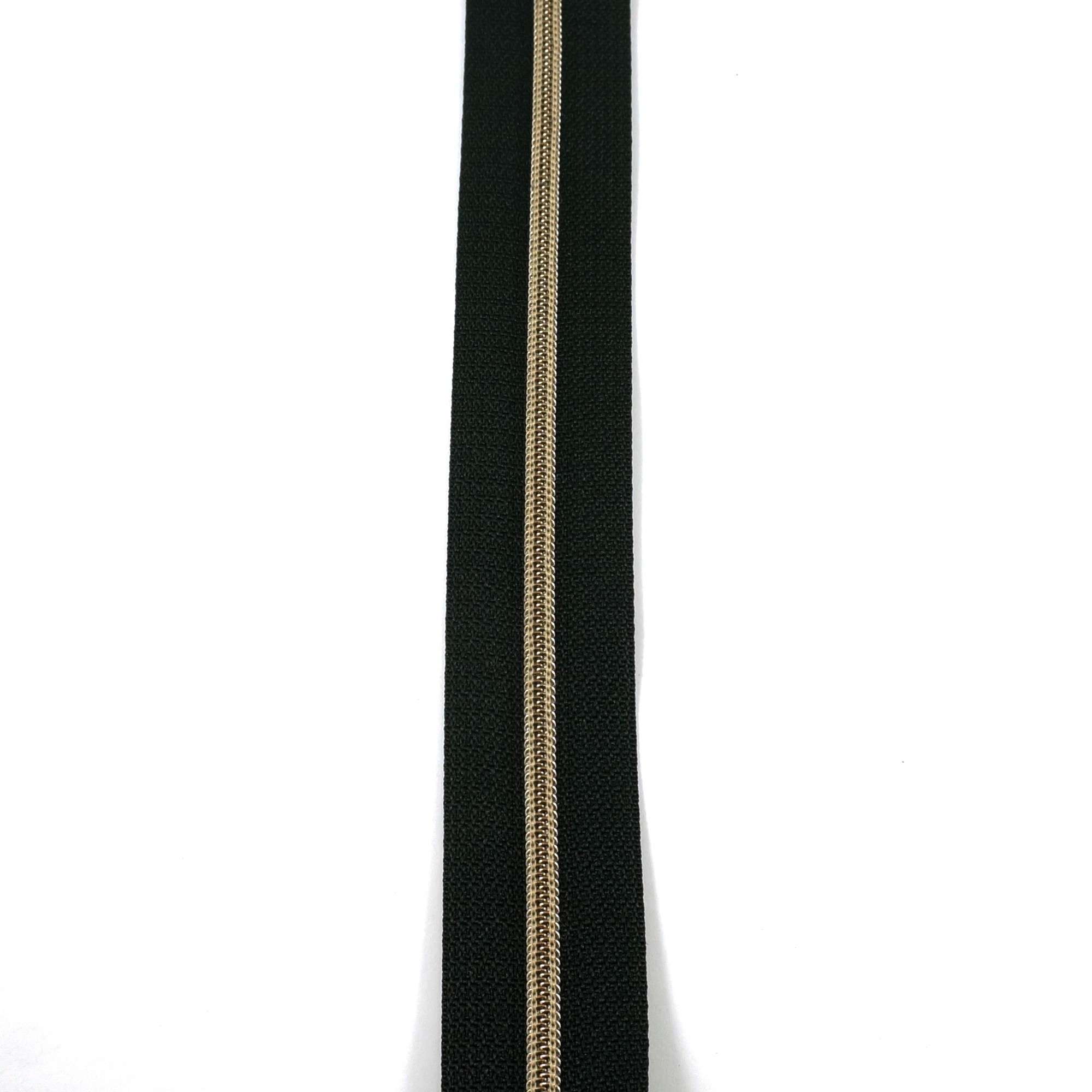 3 Emmaline ZippersbytheYard 3yds Black Antique Brass Teeth