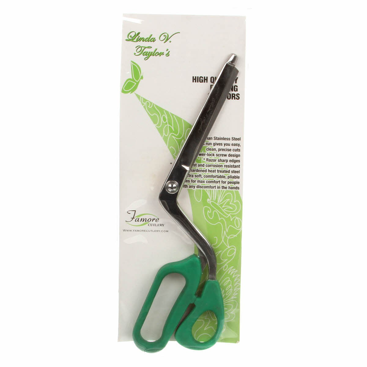 Famore Linda V Taylor Batting and Fabric Scissors with EZ Glide