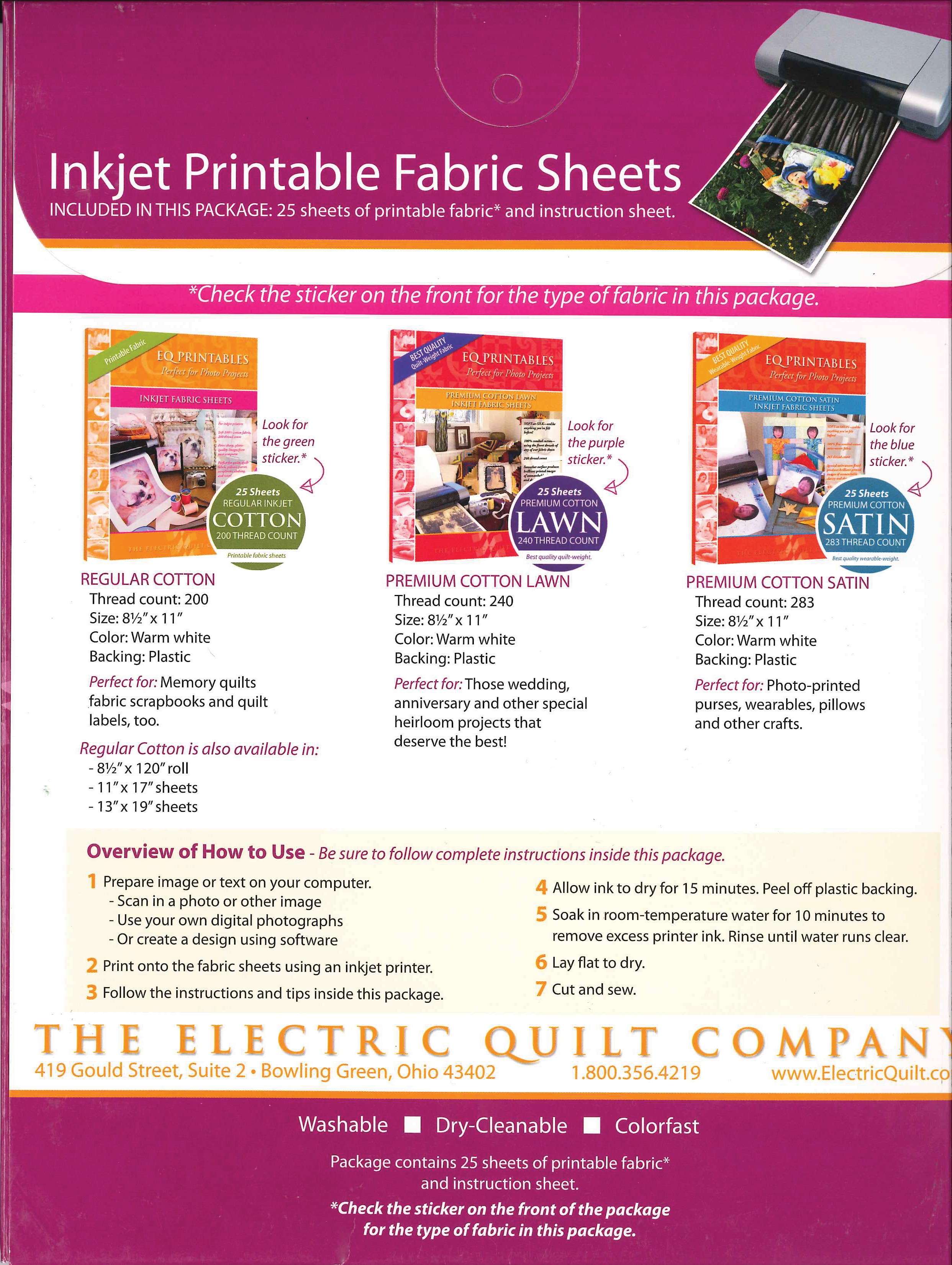 Inkjet Printable Fabric Sheets 8.5X11 25/PKG