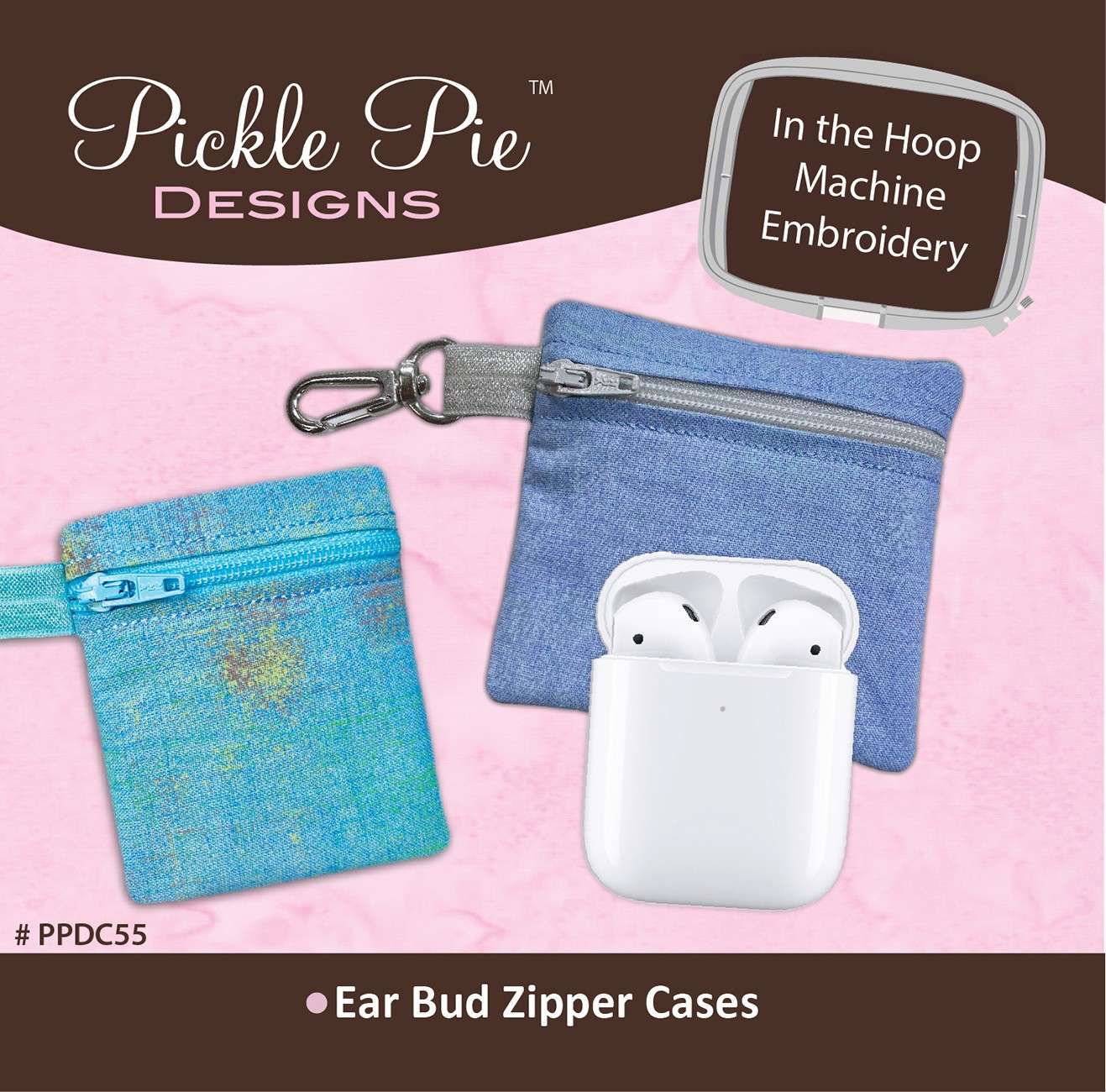 Ear Bud Zipper Cases in The Hoop Machine Embroidery Design CD