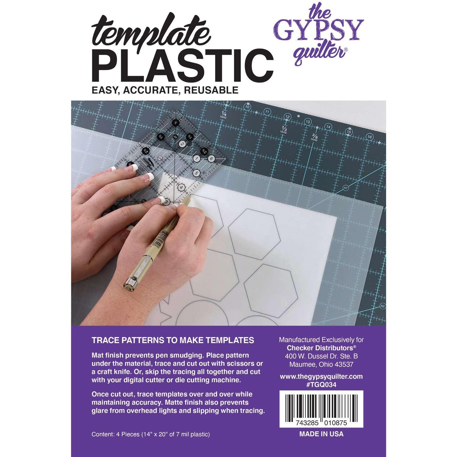 Gypsy Quilter Template Plastic 14in x 20in 4ct