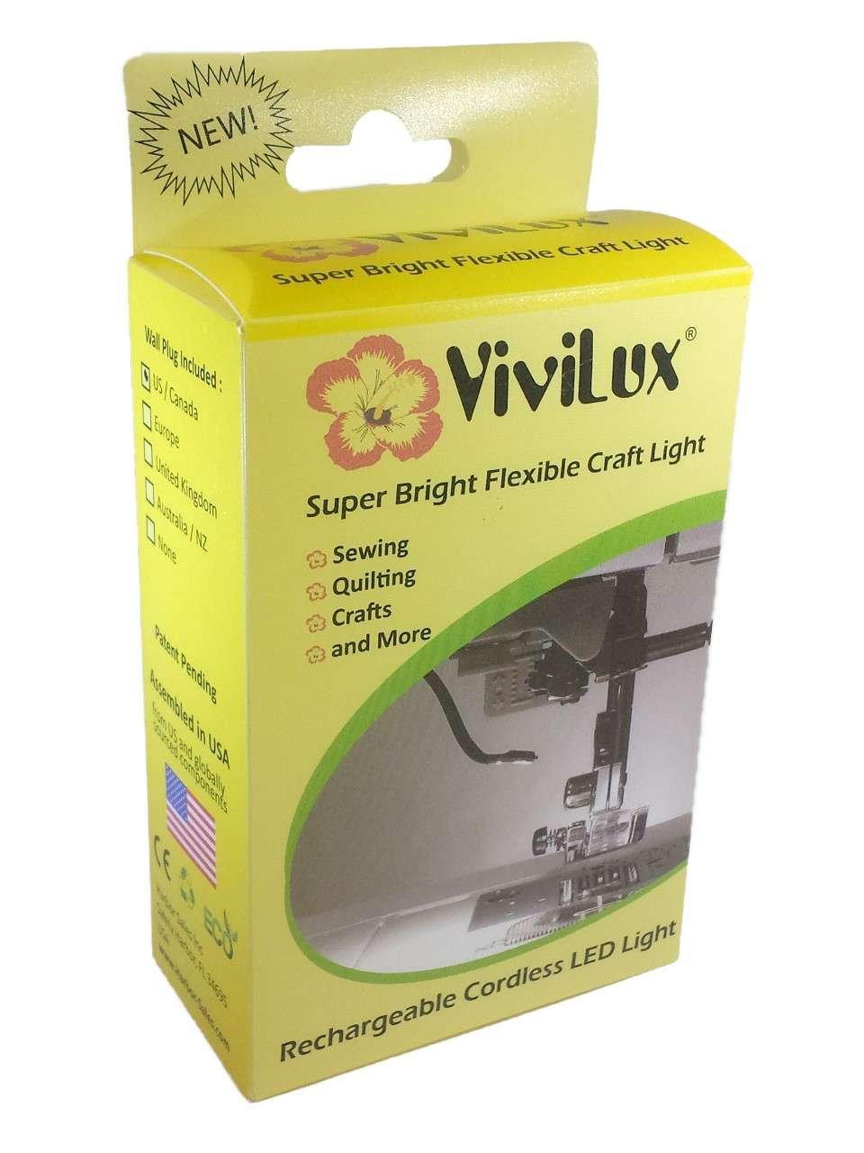 ViviLux Bright Flexible LED Craft & Sewing Light; USB Rechargeable Cordless Small Task Light for Sewing Machine, Crafting & Hobbies; Mounts with