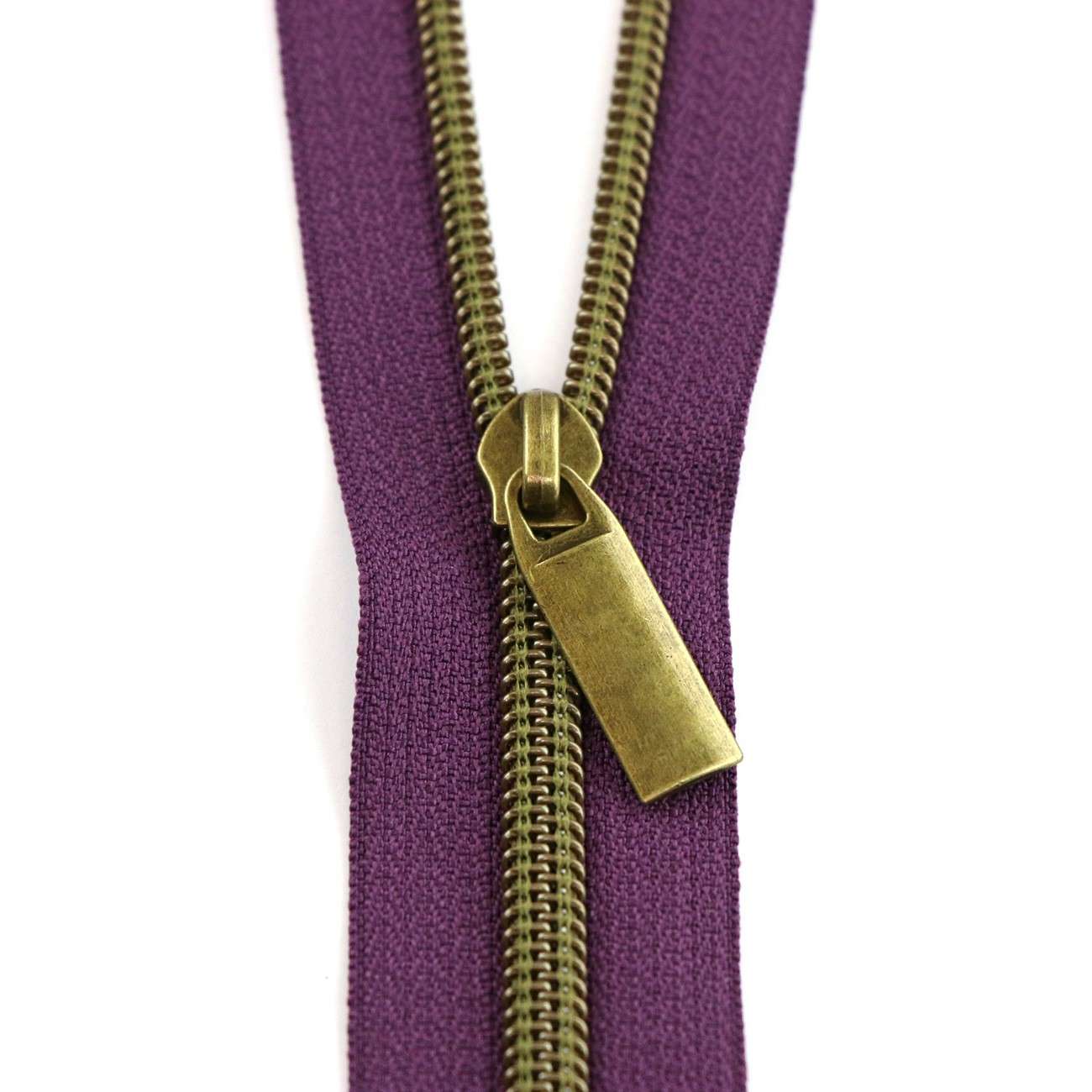 108 Zipper Purple #5 Nylon Antique Coil Zippers: 3 Yards with 9 Pulls